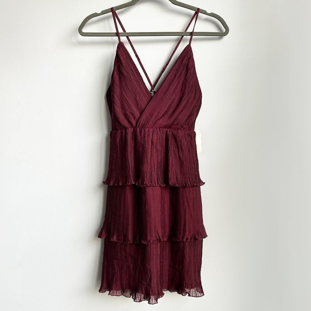 NWT Altar'd State Women's Wine Ruffle Mini Dress Size S